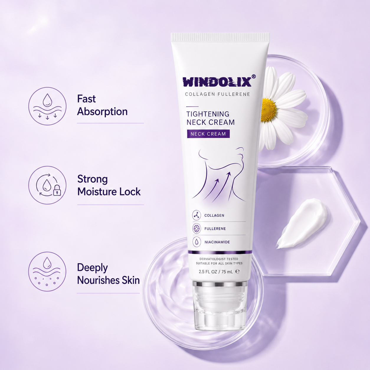 ✨ Windolix™ Instant Neck Lift Cream  — 🧴 Infused with Retinol & Hyaluronic Acid | Firms the Neck, Reduces Wrinkles & Double Chin