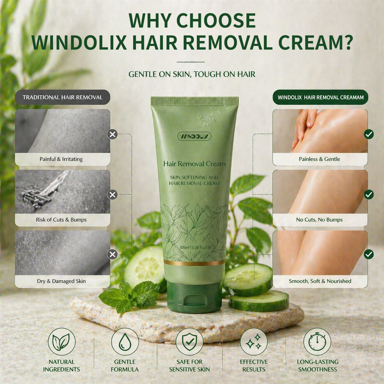 Windolix™ Hair Removal Cream for All Women & Men