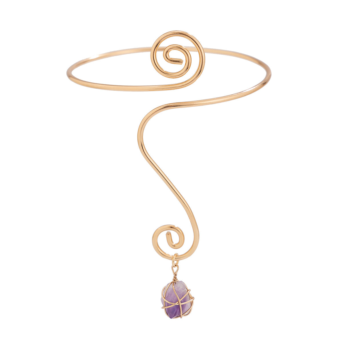 Hip hop style spiral broken stone open arm bracelet, Arm chain personalized ethnic snake shaped bracelet